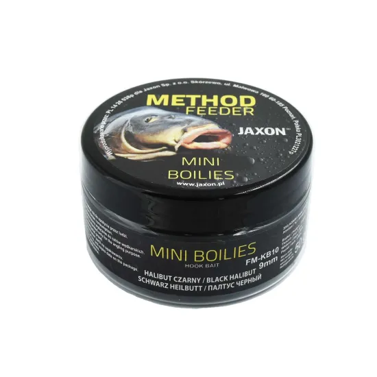 Kulki proteinowe Mini Method Feeder Jaxon 9mm 50g halibut czarny