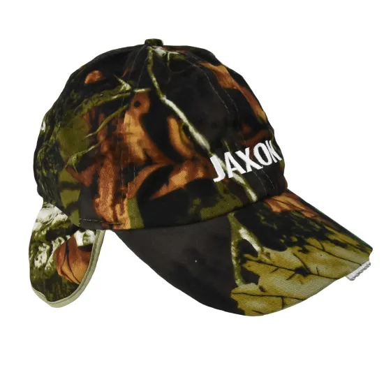 Czapka z nausznikami + latarka w daszku moro B Jaxon