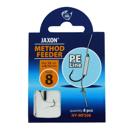 Haczyki z przyponem (z plecionki) Jaxon Method Feeder z igłą 0.12mm 10cm rozmiar 8 8 sztuk
