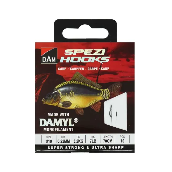 Haczyki z przyponem DAM Spezi Carp rozmiar 10 10 sztuk