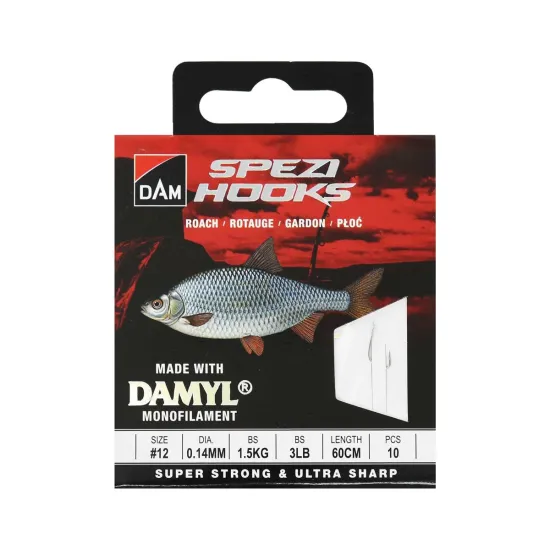 Haczyki z przyponem DAM Spezi Roach rozmiar 12 10 sztuk