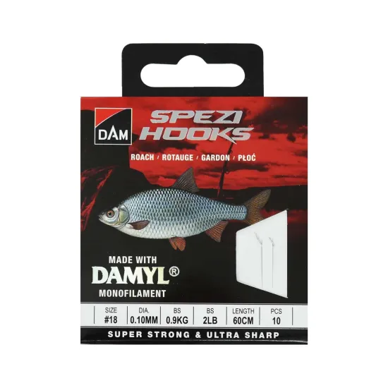 Haczyki z przyponem DAM Spezi Roach rozmiar 18 10 sztuk