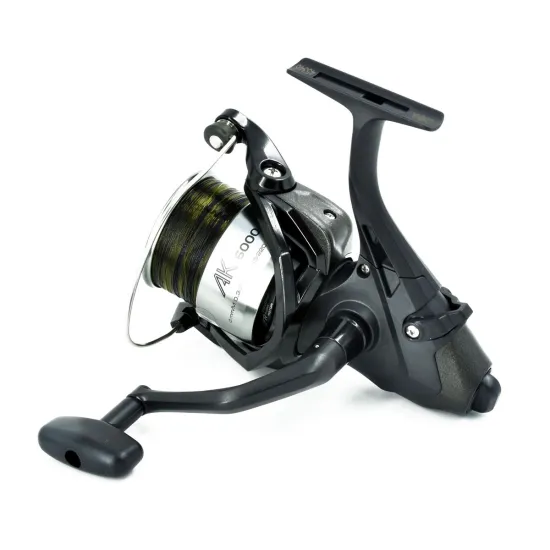 Kołowrotek feeder karpiowy z wolnym biegiem Okuma AK Baitfeeder AK-6000 2 łożyska + 300m żyłki camo 0,30mm-75531