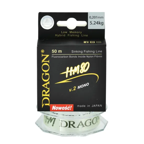 Żyłka przyponowa Dragon HM80 v.2 mono 0.201mm 50m