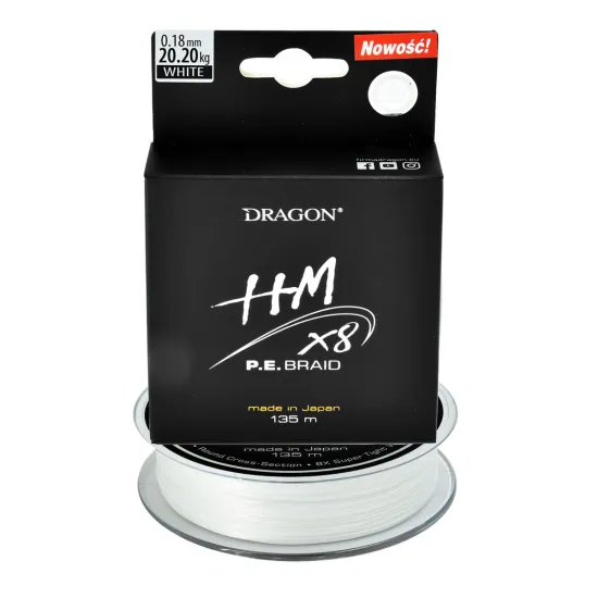 Plecionka spinningowa Dragon HM X8 P.E. 0.18mm 135m biała