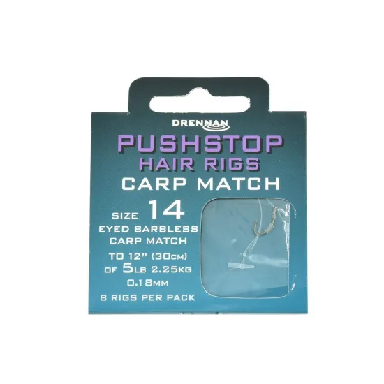 Haczyki bezzadziorowe z przyponem Drennan Carp Method 0.18mm rozmiar 14 8 sztuk