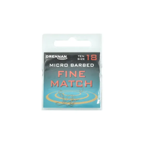 Haczyki spławikowe Drennan Fine Match rozmiar 18 10 sztuk