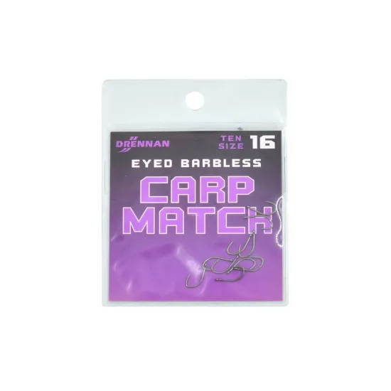 Haczyki karpiowe, spławikowe Drennan Carp Match rozmiar 16 bezzadziorowe 10 sztuk