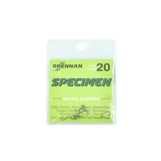 Haczyki feederowe, spławikowe Drennan Specimen rozmiar 20 10 sztuk