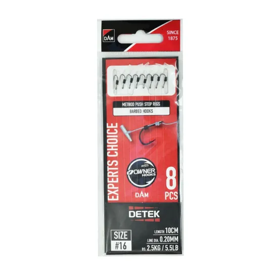 Haczyki z przyponem DAM Detek Method Feeder push stop rig rozmiar 6 8 sztuk