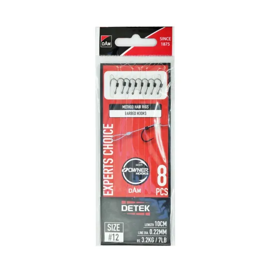 Haczyki z przyponem DAM Detek Method Feeder hair rig rozmiar 12 8 sztuk
