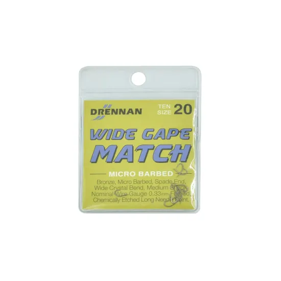 Haczyki spławikowe Drennan Wide Gape Match rozmiar 20 10 sztuk
