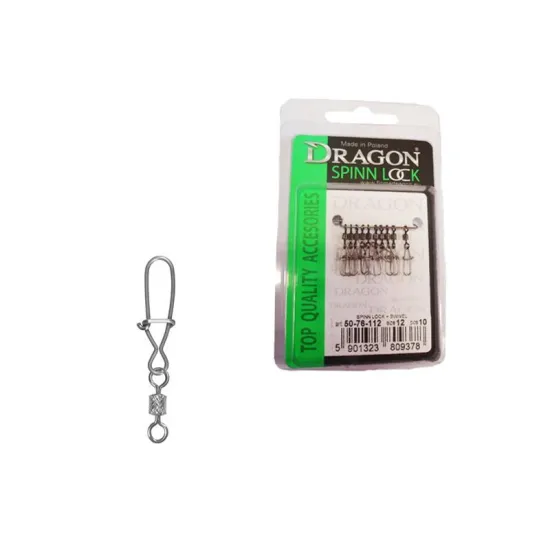 Agrafka z krętlikiem łożyskowanym Spin Lock Dragon rozmiar 4 10 sztuk