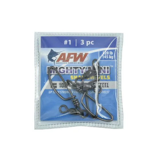 Agrafka wędkarska z krętlikiem Mighty-Mini 145kg American Fishing Wire 3 sztuki