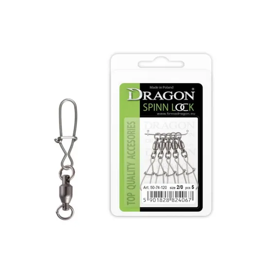 Agrafka z krętlikiem łozyskowanym Spin Lock Dragon rozmiar 2/0 5 sztuk
