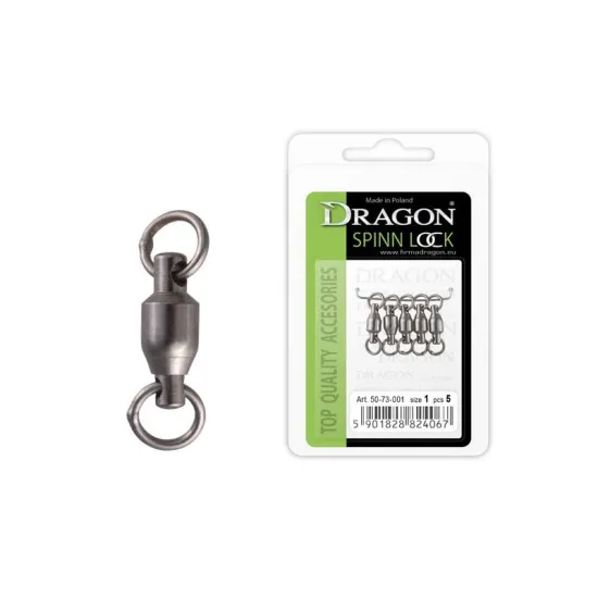 Krętlik wędkarski łożyskowany rozmiar 2/0 Dragon 5 sztuk