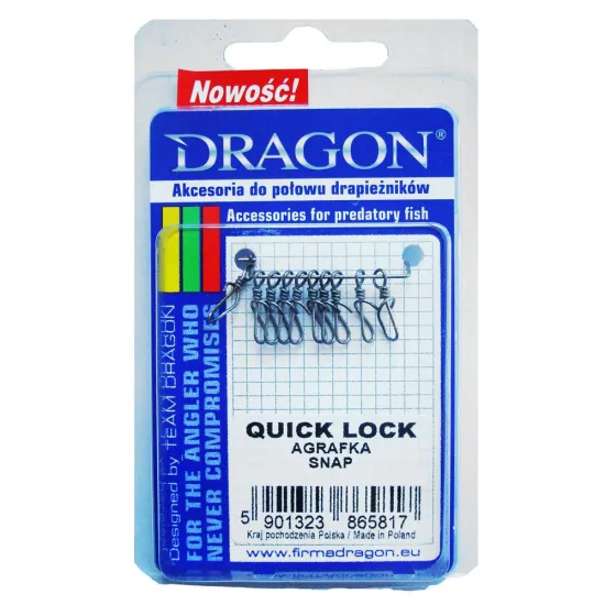 Agrafka wędkarska Quick Lock Dragon rozmiar 4 10 sztuk-79319