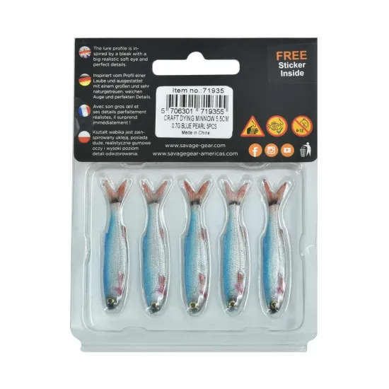 Przynęta ripper 3D Craft Dying Minnow Savage Gear 5,5cm / 0,7g BlueP 5 sztuk-79819
