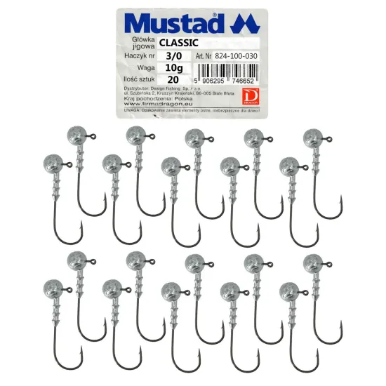 Główka jigowa spinningowa Mustad Classic #3/0 10.0g 20 sztuk