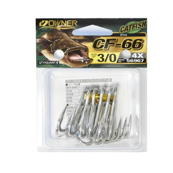 Kotwica trójramienna Owner CF66 Catfish rozmiar "3/0" opakowanie 6 sztuk