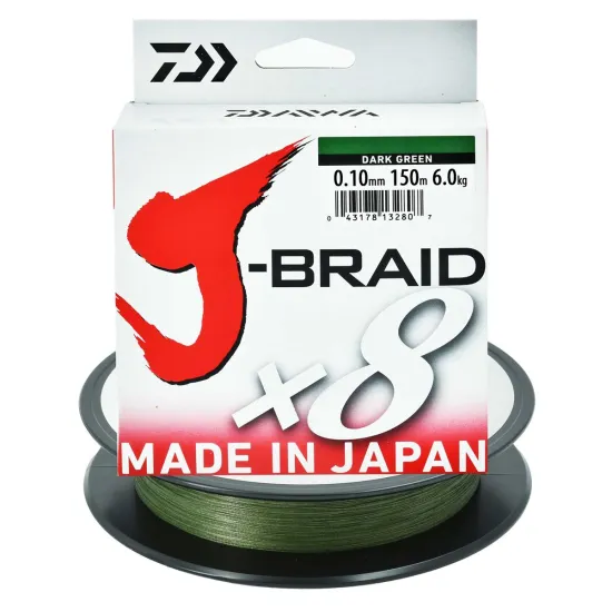 Plecionka spinningowa Daiwa J-Braid X8 ciemnozielona 0.10mm 150m
