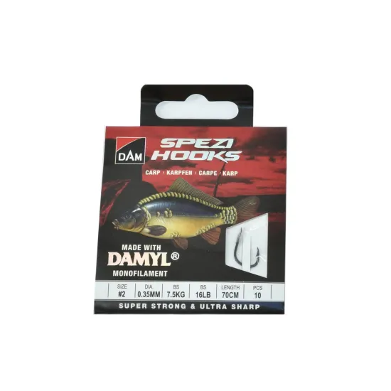 Haczyki z przyponem DAM Spezi Carp rozmiar 2 10 sztuk