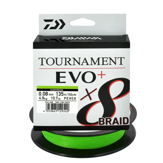 Plecionka spinningowa Daiwa Tournament X8 Evo 0.08mm 135m chartreuse