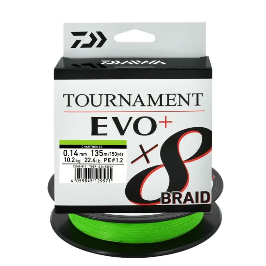 Plecionka spinningowa Daiwa Tournament X8 Evo 0.14mm 135m chartreuse