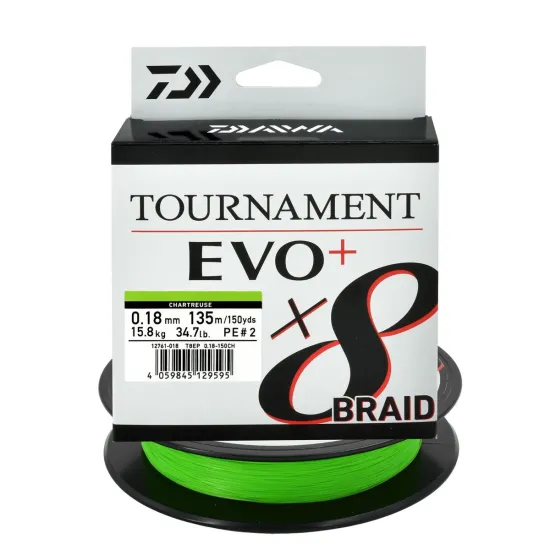 Plecionka spinningowa Daiwa Tournament X8 Evo 0.18mm 135m chartreuse