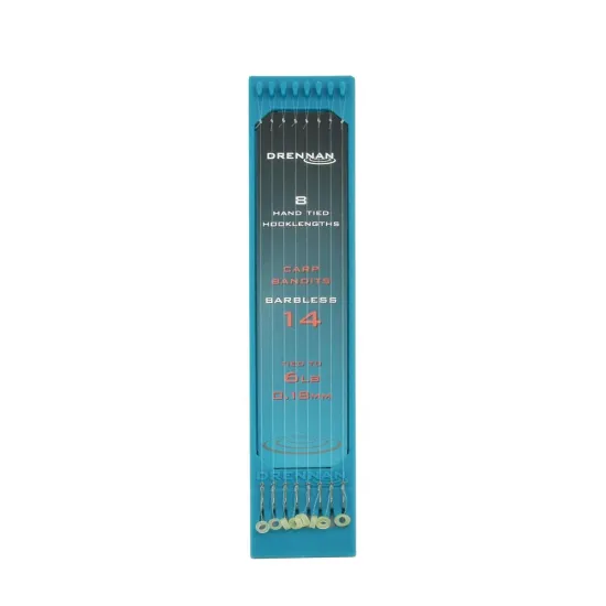 Haczyki z przyponem Drennan Carp Bandit 0.18mm rozmiar 14 8 sztuk
