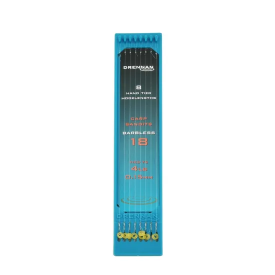 Haczyki z przyponem Drennan Carp Bandit 0.15mm rozmiar 18 8 sztuk