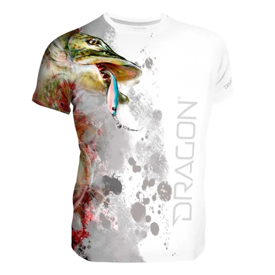 Koszulka T-shirt Szczupak XXXL biało-czerwony Dragon