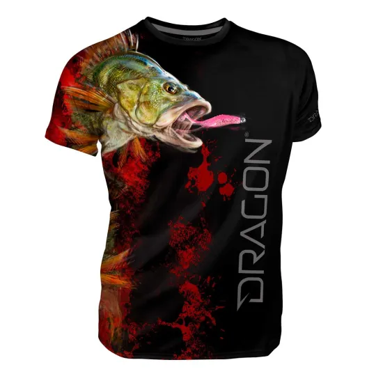 Koszulka T-shirt Okoń S czarno-czerwony Dragon