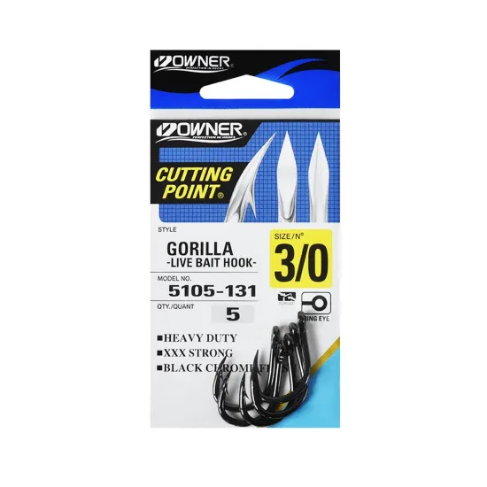 Haczyki sumowe Owner OC Gorilla 5105 rozmiar 3/0 czarny NSB+ 5 sztuk