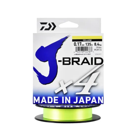Plecionka spinningowa Daiwa J-Braid X4E yellow 0.17mm 135m