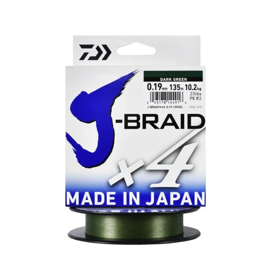 Plecionka spinningowa Daiwa J-Braid X4E ciemnozielona 0.19mm 135m