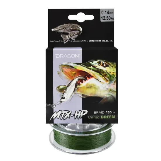 Plecionka spinningowa Dragon MTX-HP Camo Green 0.14mm 135m