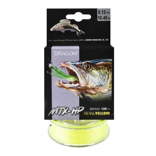 Plecionka spinningowa Dragon MTX-HP Hi-Vis Yellow 0.12mm 135m