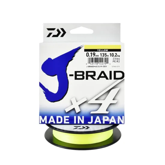 Plecionka spinningowa Daiwa J-Braid X4E yellow 0.19mm 135m